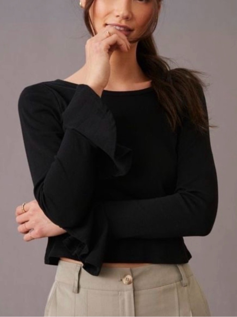 NWT Mauve Long Sleeve Ruffle Top ✨